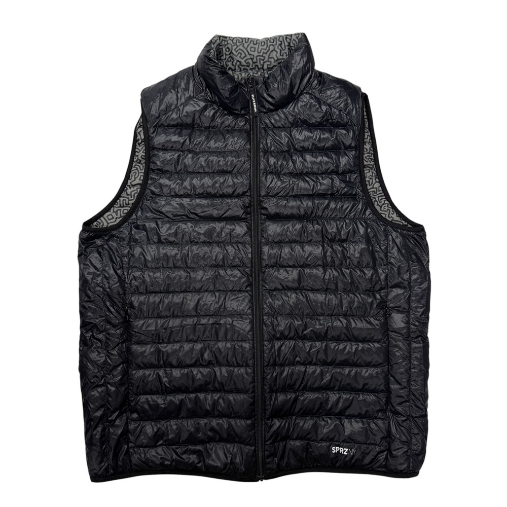Uniqlo SPRZ NY Keith Haring Black Puffer Vest Men XL Lightweight Quilted Art